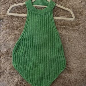 ASOS Green Ribbed Knit Crop Top